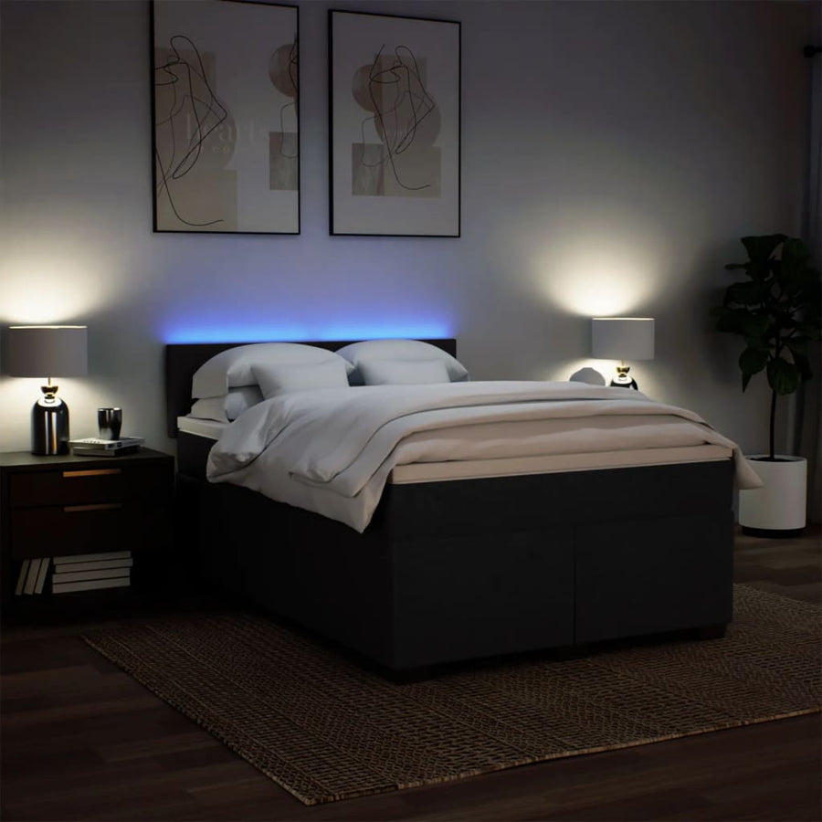 Boxspring met matras stof zwart 140x200 cm