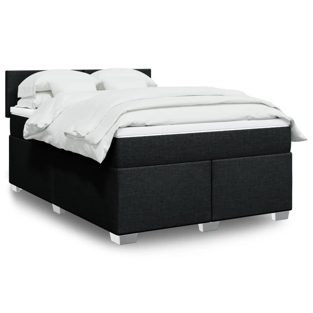 Boxspring met matras stof zwart 140x200 cm
