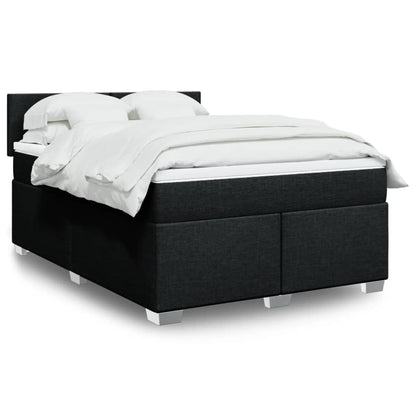 Boxspring met matras stof zwart 140x200 cm