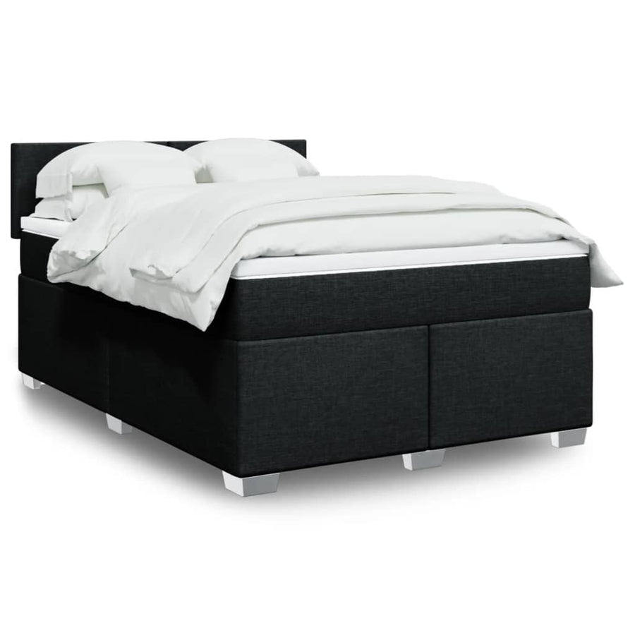Boxspring met matras stof zwart 140x200 cm