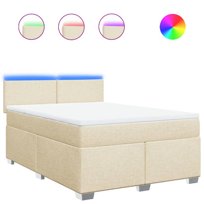 Boxspring met matras stof crèmekleurig 140x200 cm