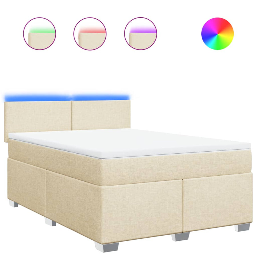 Boxspring met matras stof crèmekleurig 140x200 cm
