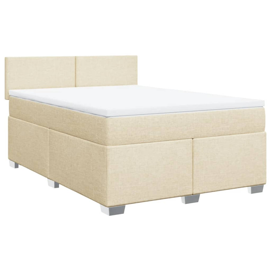 Boxspring met matras stof crèmekleurig 140x200 cm
