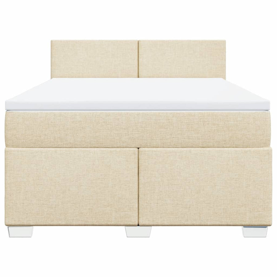 Boxspring met matras stof crèmekleurig 140x200 cm