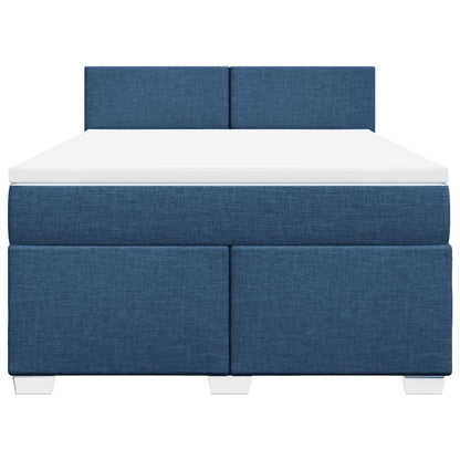 Boxspring met matras stof blauw 140x200 cm