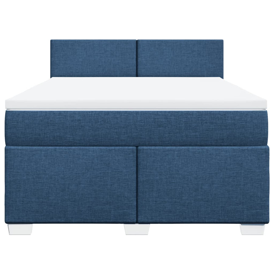 Boxspring met matras stof blauw 140x200 cm