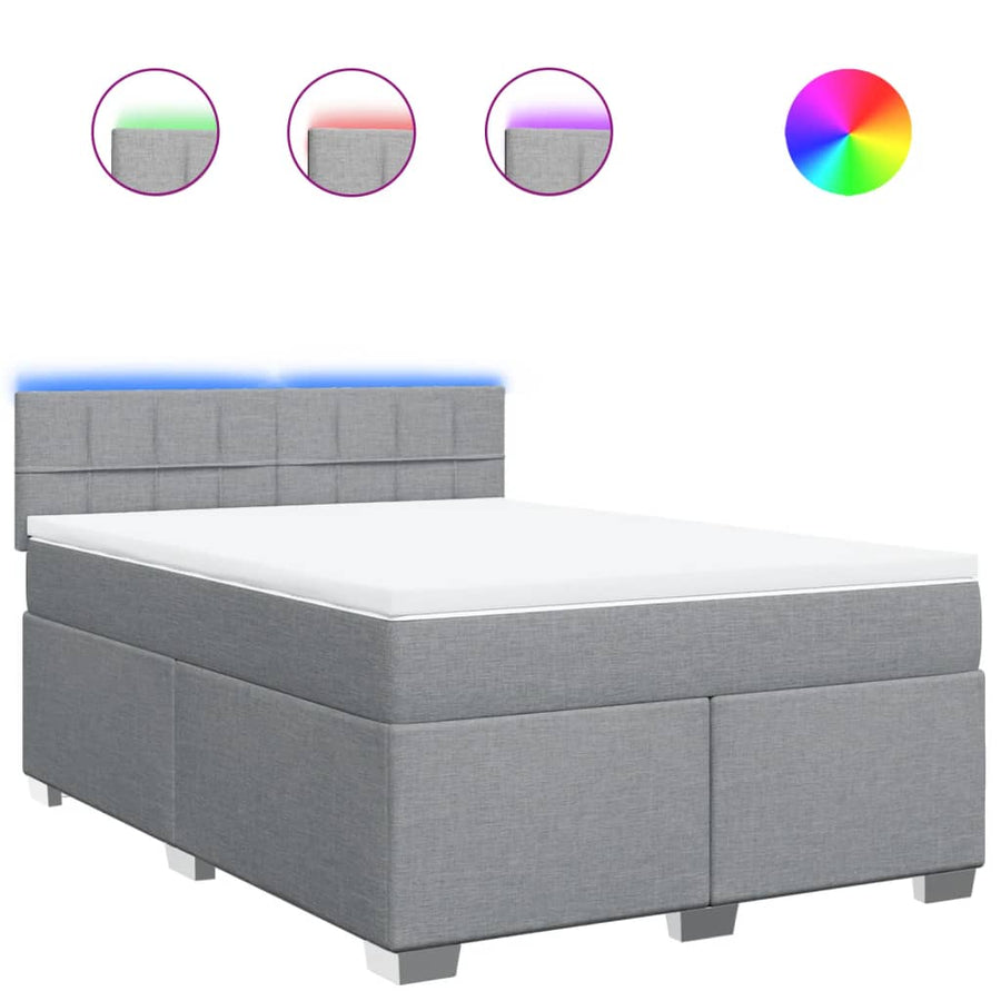 Boxspring met matras stof lichtgrijs 140x200 cm