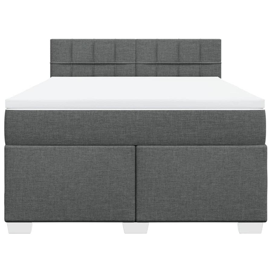 Boxspring met matras stof donkergrijs 140x200 cm