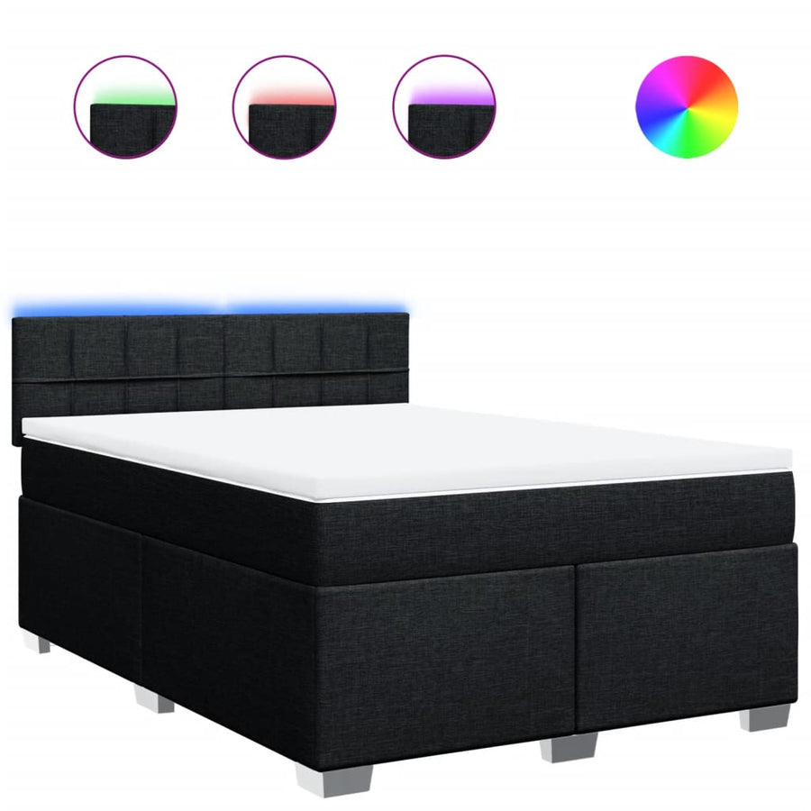 Boxspring met matras stof zwart 140x200 cm