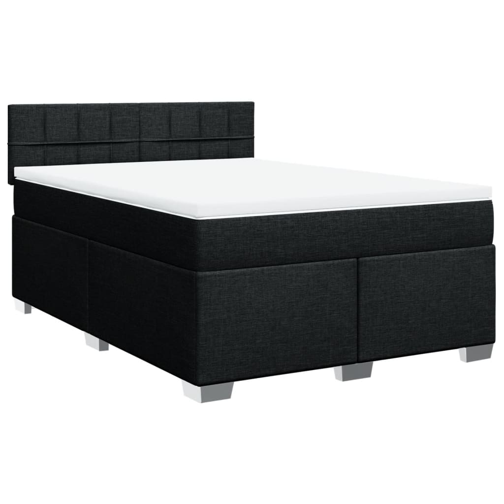 Boxspring met matras stof zwart 140x200 cm