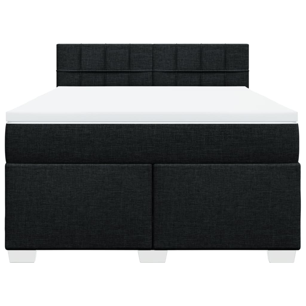 Boxspring met matras stof zwart 140x200 cm