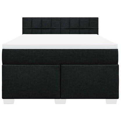 Boxspring met matras stof zwart 140x200 cm