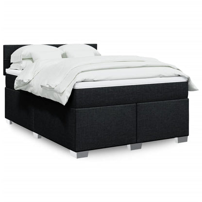 Boxspring met matras stof zwart 140x200 cm