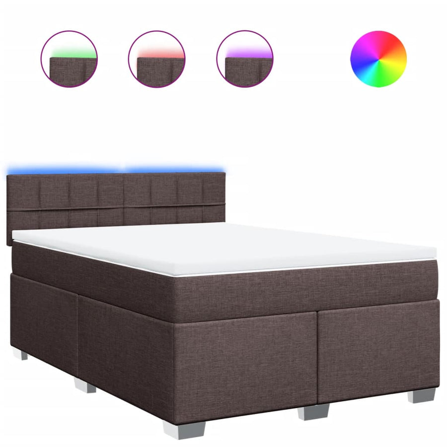 Boxspring met matras stof donkerbruin 140x200 cm