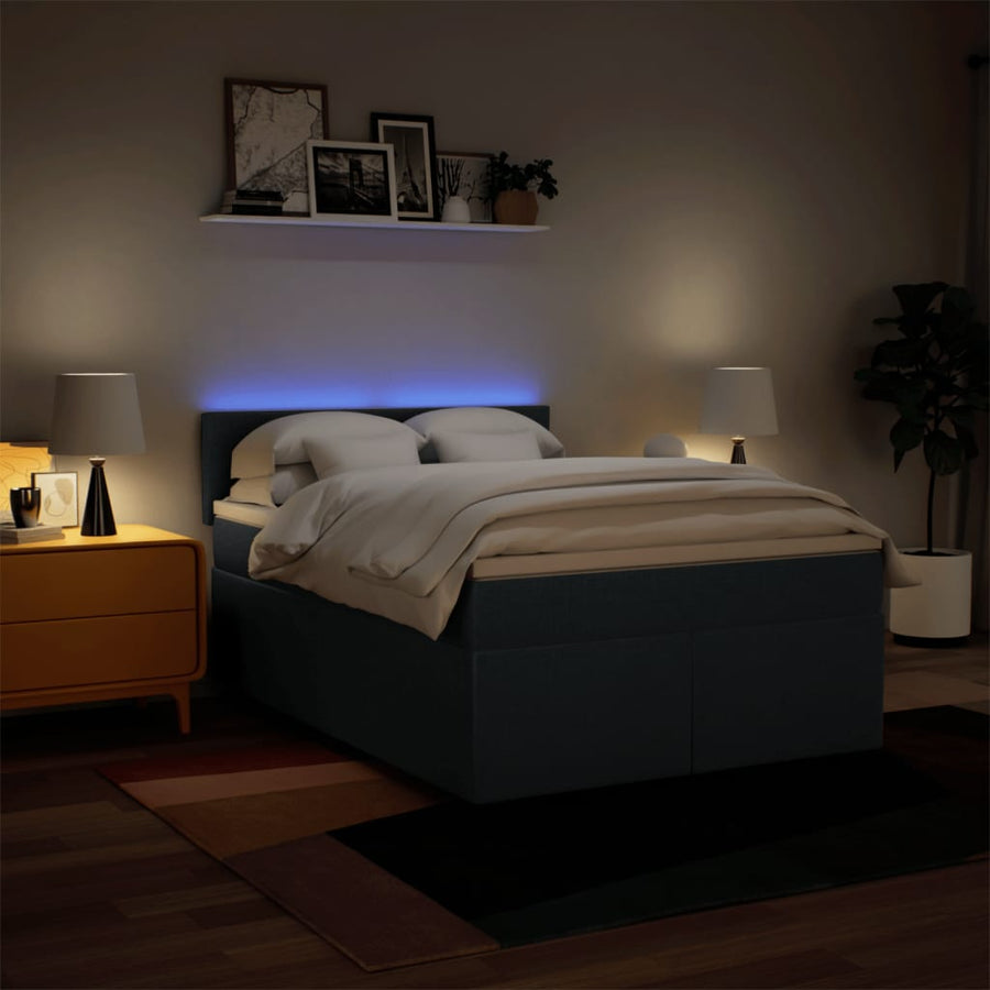 Boxspring met matras stof blauw 140x200 cm