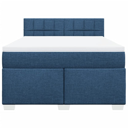 Boxspring met matras stof blauw 140x200 cm