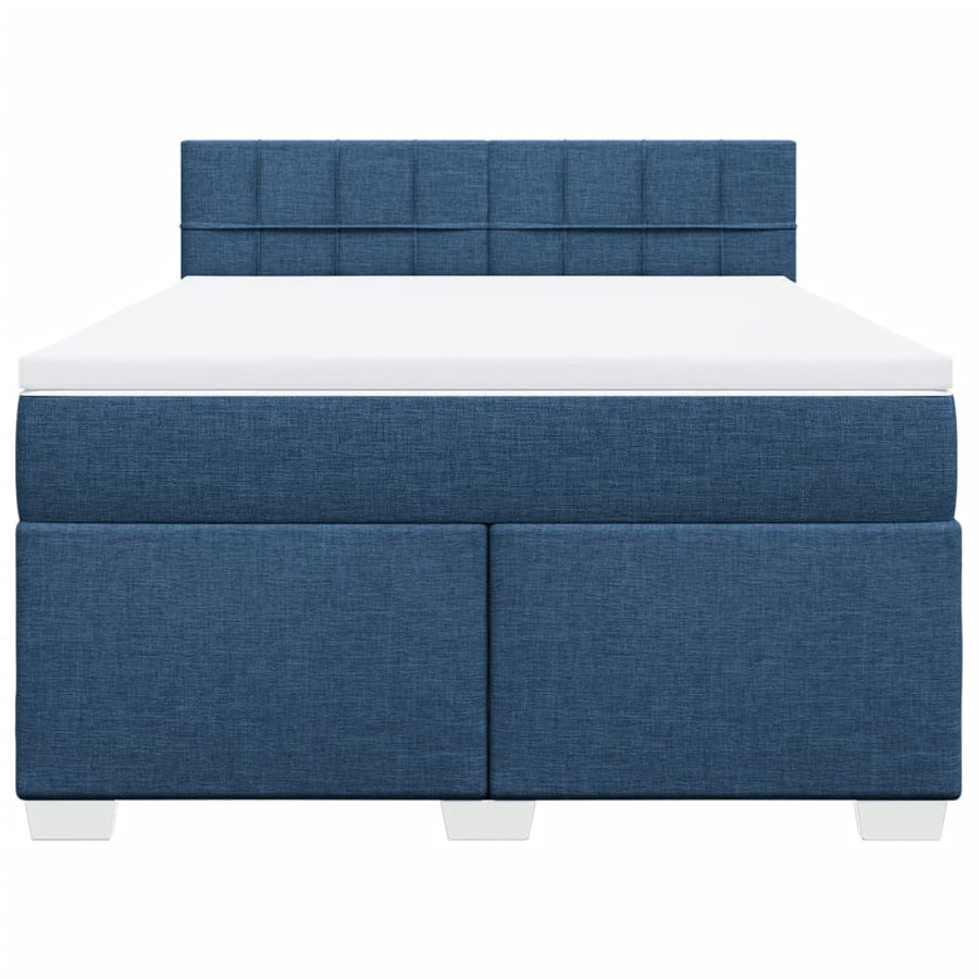 Boxspring met matras stof blauw 140x200 cm