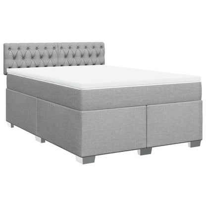 Boxspring met matras stof lichtgrijs 140x200 cm
