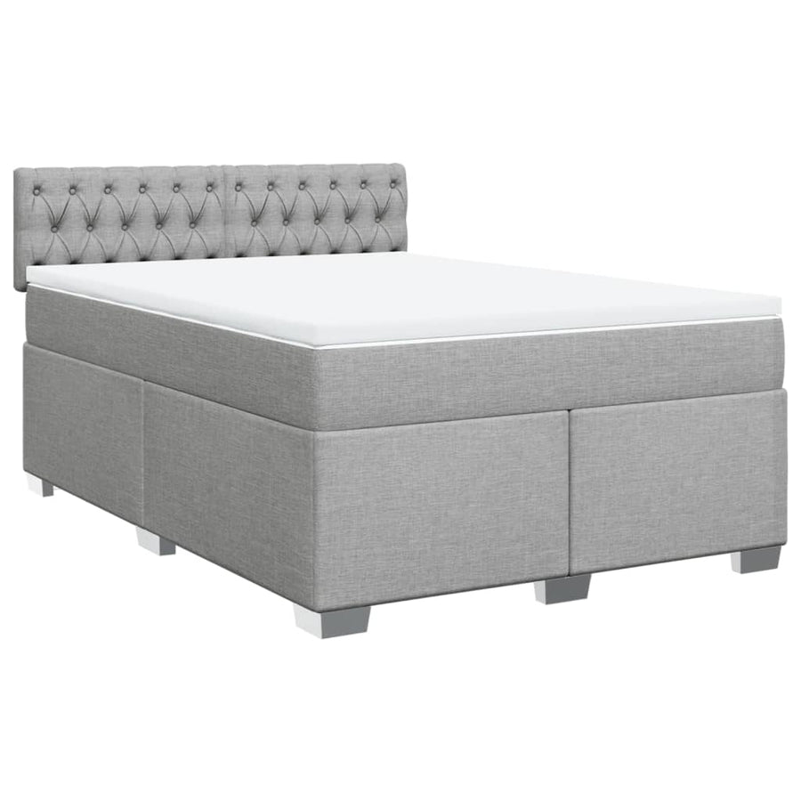 Boxspring met matras stof lichtgrijs 140x200 cm