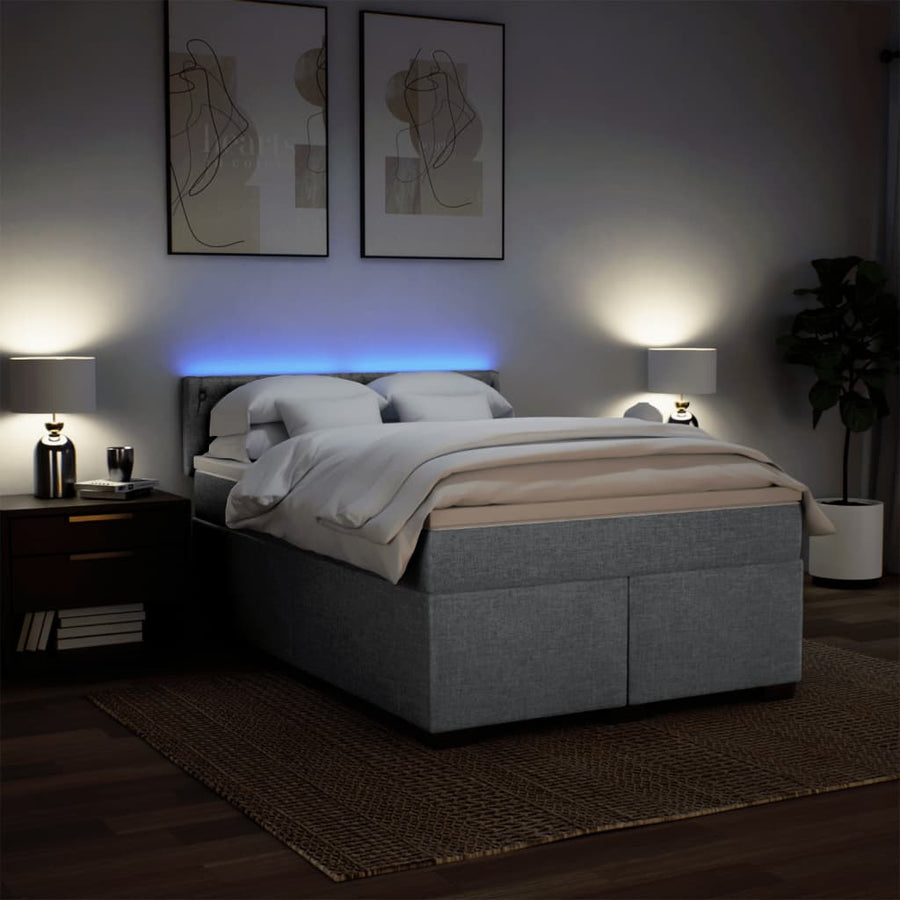 Boxspring met matras stof lichtgrijs 140x200 cm