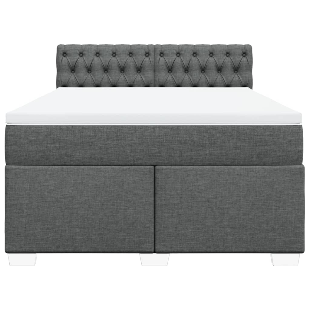 Boxspring met matras stof donkergrijs 140x200 cm