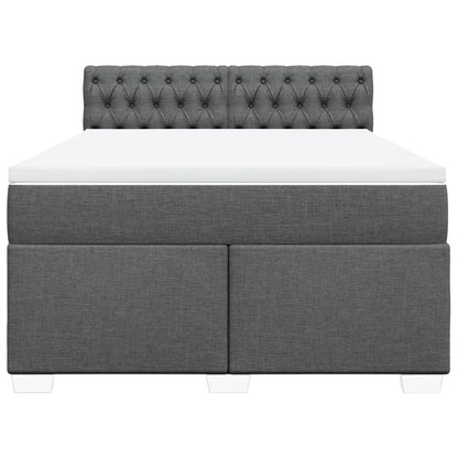 Boxspring met matras stof donkergrijs 140x200 cm