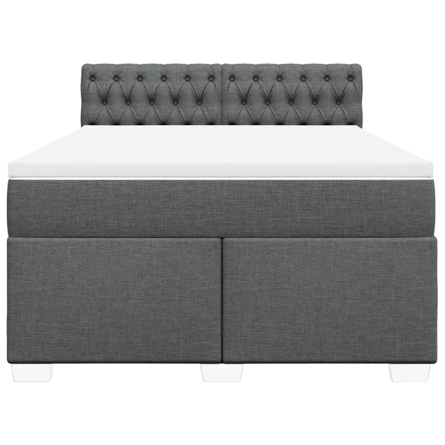 Boxspring met matras stof donkergrijs 140x200 cm