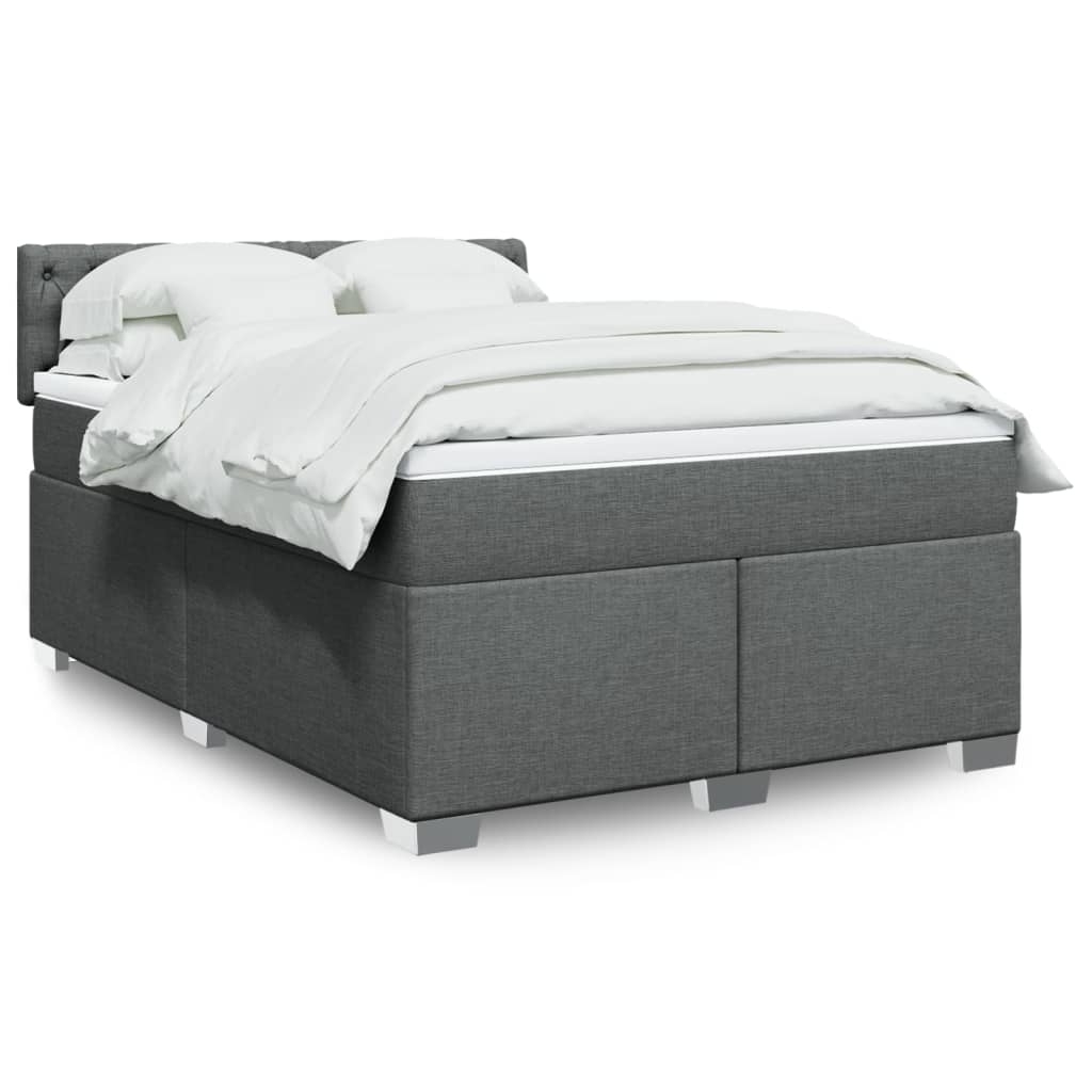 Boxspring met matras stof donkergrijs 140x200 cm