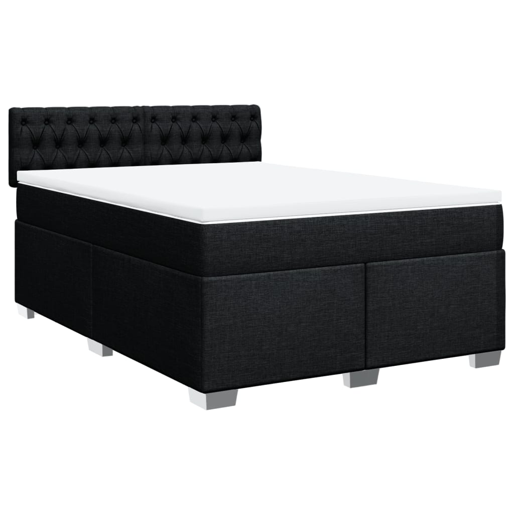 Boxspring met matras stof zwart 140x200 cm