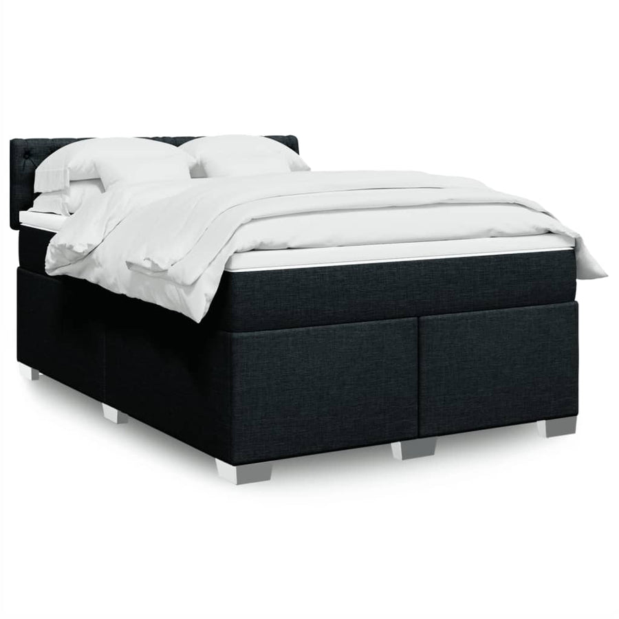 Boxspring met matras stof zwart 140x200 cm