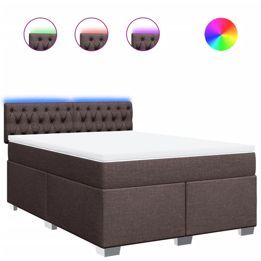 Boxspring met matras stof donkerbruin 140x200 cm