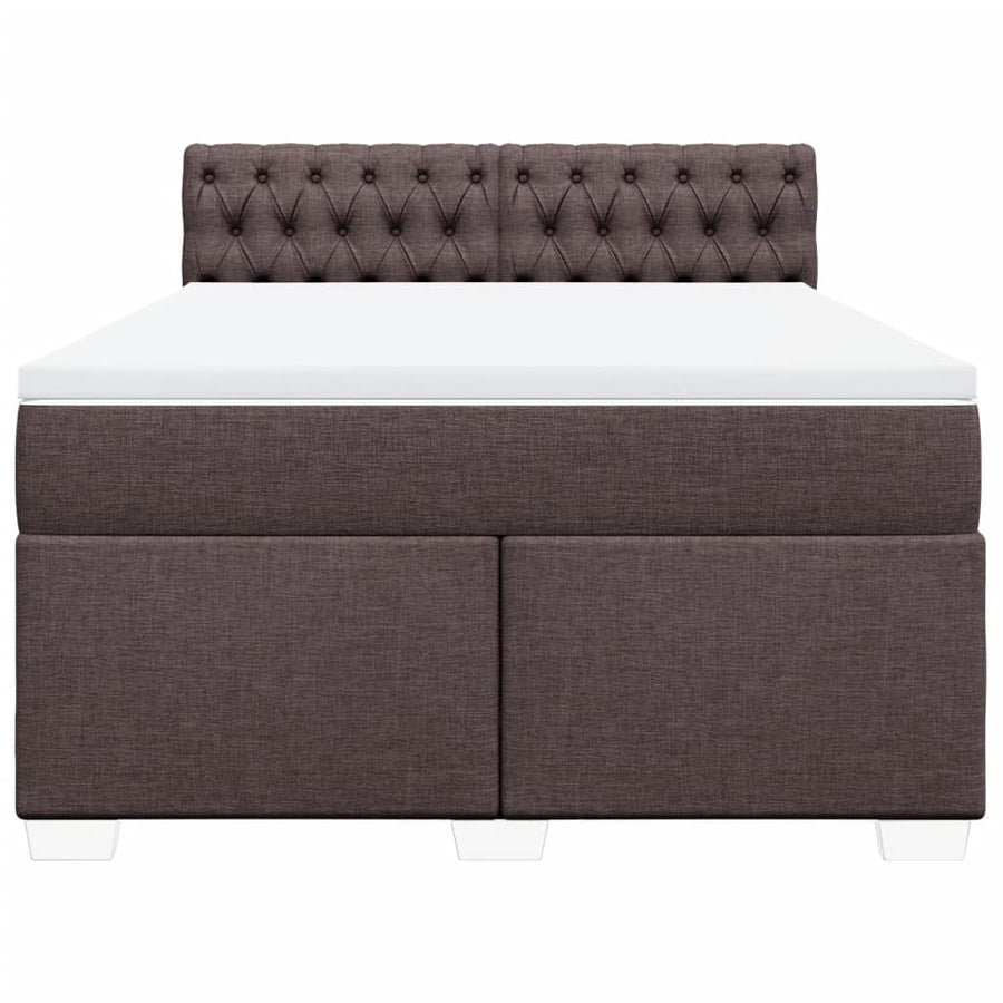 Boxspring met matras stof donkerbruin 140x200 cm