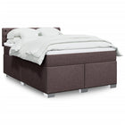 Box spring bed with dark brown fabric mattress 140x200 cm