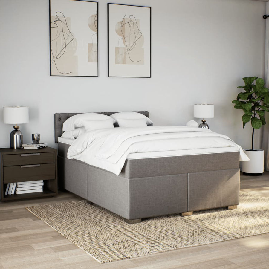 Boxspring met matras stof taupe 140x200 cm