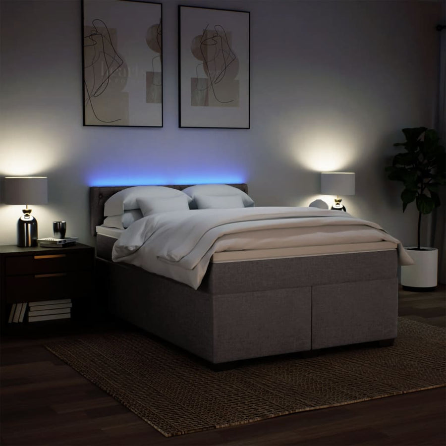 Boxspring met matras stof taupe 140x200 cm