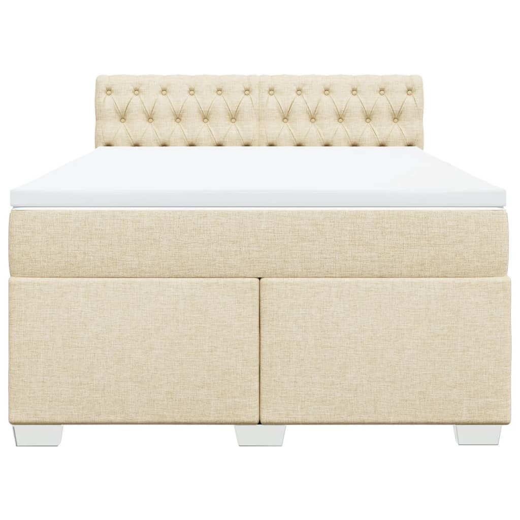 Boxspring met matras stof crèmekleurig 140x200 cm