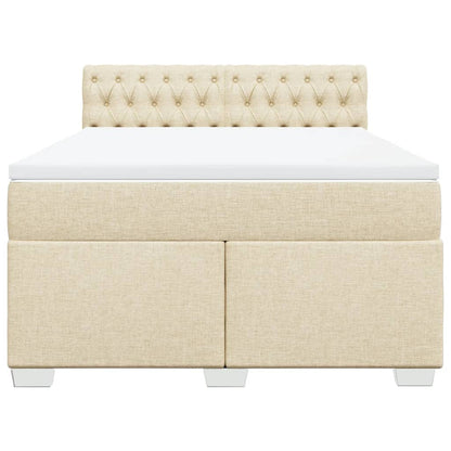 Boxspring met matras stof crèmekleurig 140x200 cm