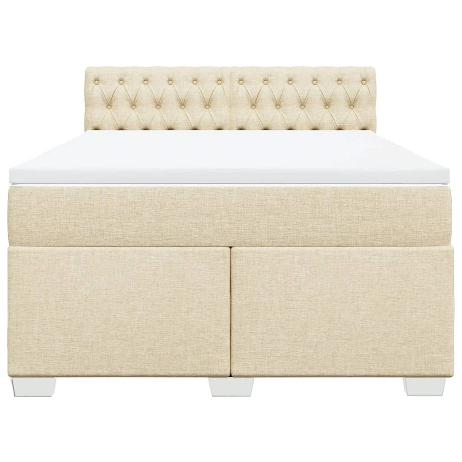 Boxspring met matras stof crèmekleurig 140x200 cm