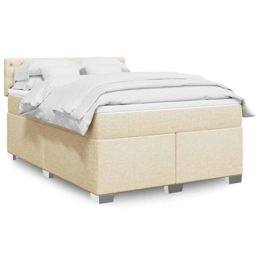 Boxspring met matras stof crèmekleurig 140x200 cm