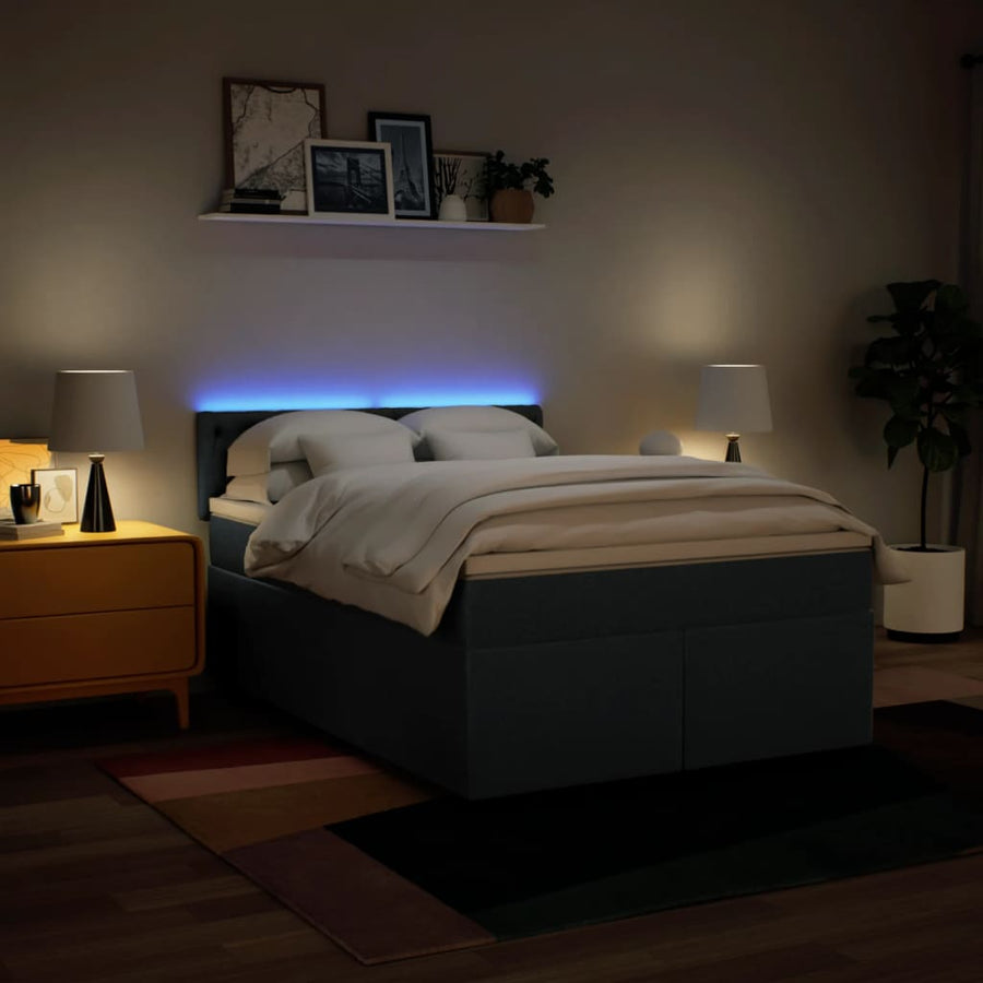 Boxspring met matras stof blauw 140x200 cm