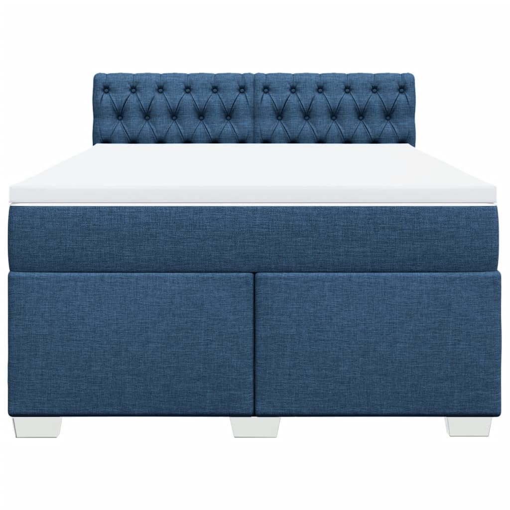 Boxspring met matras stof blauw 140x200 cm