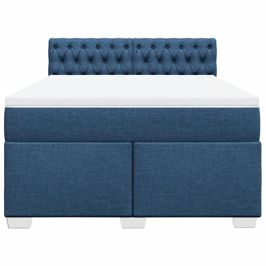Boxspring met matras stof blauw 140x200 cm