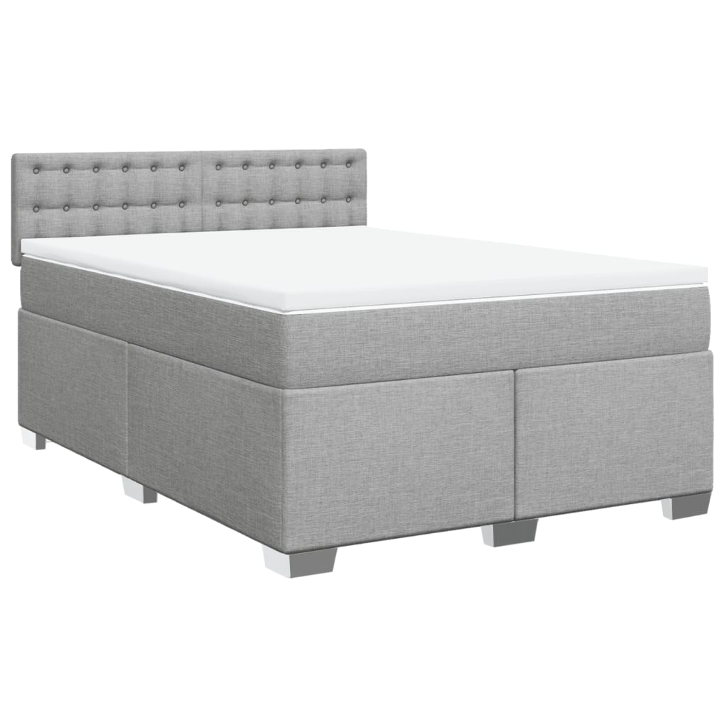 Boxspring met matras stof lichtgrijs 140x200 cm