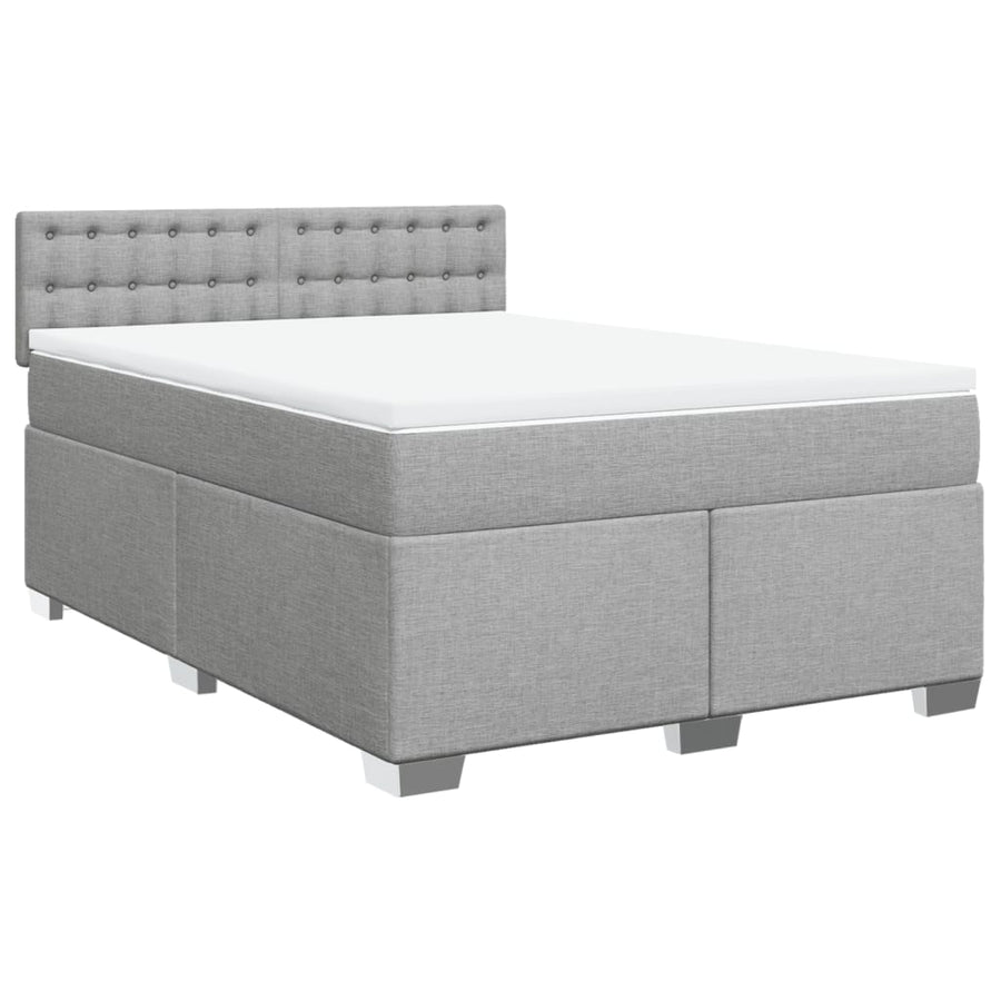 Boxspring met matras stof lichtgrijs 140x200 cm