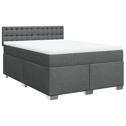 Boxspring met matras stof donkergrijs 140x200 cm