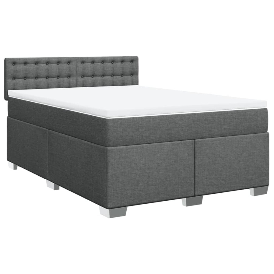 Boxspring met matras stof donkergrijs 140x200 cm