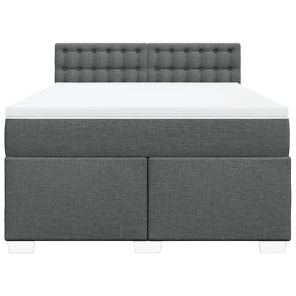Boxspring met matras stof donkergrijs 140x200 cm