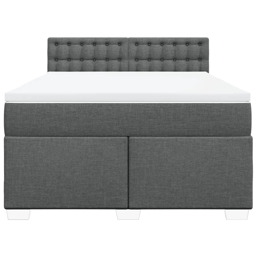 Boxspring met matras stof donkergrijs 140x200 cm