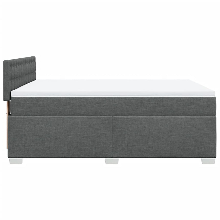 Boxspring met matras stof donkergrijs 140x200 cm