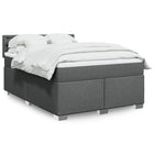 Dark grey fabric box spring with mattress 140x200 cm